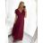 Šaty spoločenské elegantný krátky rukáv dámske (S/M ONE SIZE) TALIANSKA MÓDA IMPSH243589L tmavo oranžová S/M