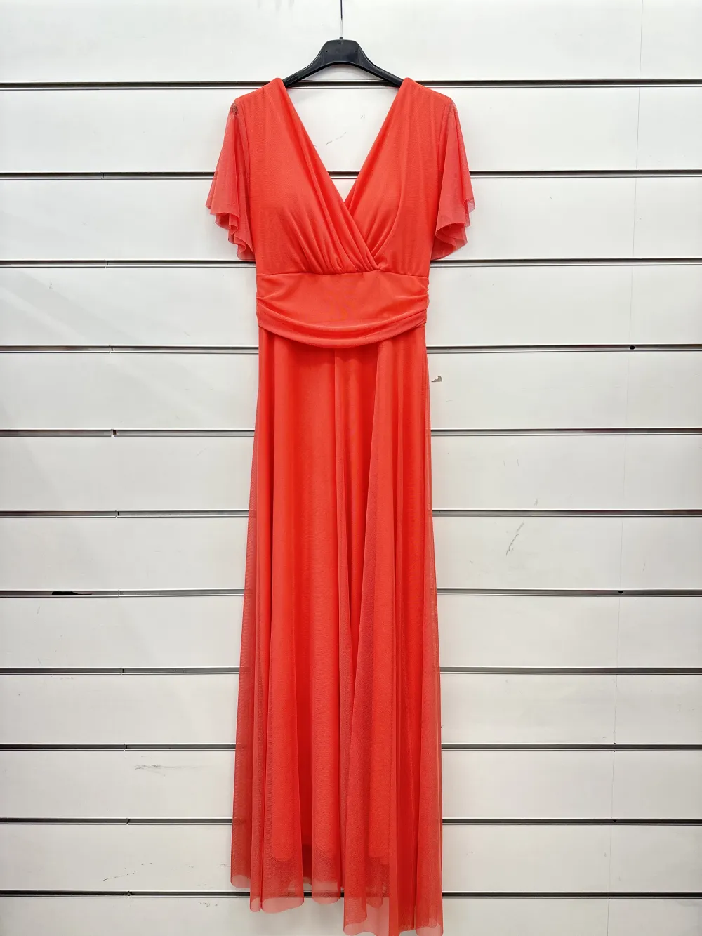 Šaty spoločenské elegantný krátky rukáv dámske (S/M ONE SIZE) TALIANSKA MÓDA IMPSH243589L tmavo oranžová S/M