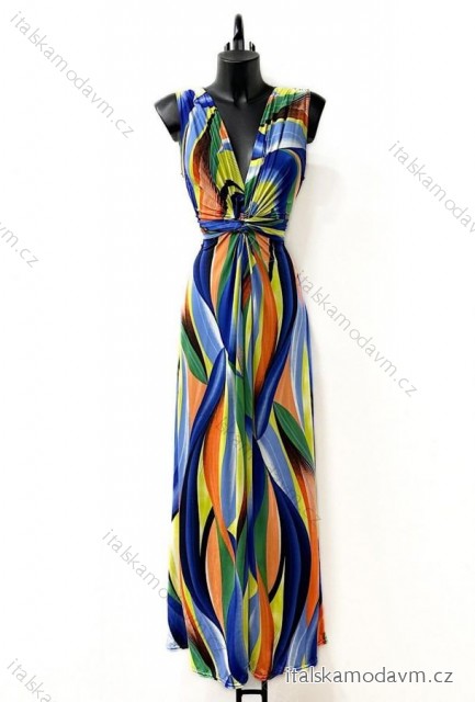 Šaty dlouhé letní elegantní bez rukávu dámské (38/40 ONE SIZE) ITALSKÁ MÓDA IMPES24SHIPOLE modrá královská