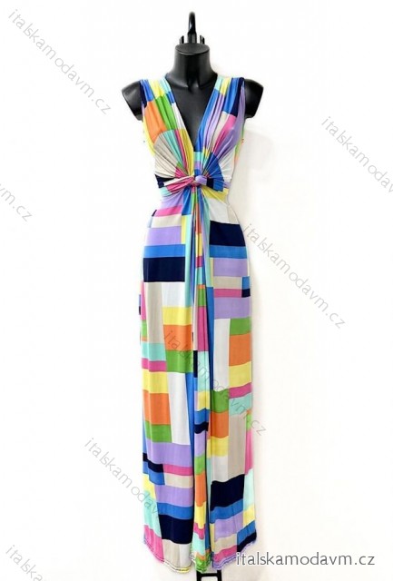 Šaty dlouhé letní elegantní bez rukávu dámské (38/40 ONE SIZE) ITALSKÁ MÓDA IMPES24SHIPOLE modrá
