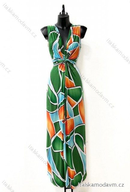 Šaty dlouhé letní elegantní bez rukávu dámské (38/40 ONE SIZE) ITALSKÁ MÓDA IMPES24SHIPOLE zelená