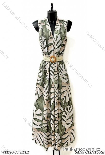 Šaty dlouhé elegantní bez rukávu dámské (38/40 ONE SIZE) ITALSKÁ MÓDA IMPES249289-3 zelená khaki 38/40