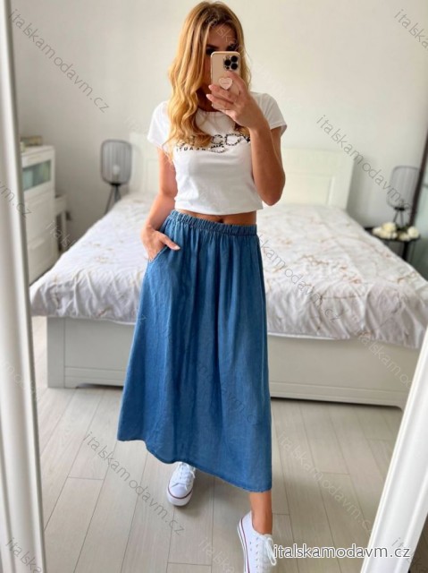 Sukně dlouhá dámská (S/M ONE SIZE) ITALSKá MóDA IMSM24KIKI/DU S/M tmavě modrá