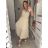 Šaty dlhé elegantné letné šifónové bez rukávov dámske (S/M ONE SIZE) TALIANSKA MÓDA IMD22324/DUR S/M béžová