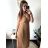 Šaty dlhé elegantné letné šifónové bez rukávov dámske (S/M ONE SIZE) TALIANSKA MÓDA IMD22324/DUR S/M béžová
