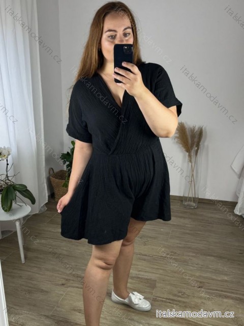 Overal krátký mušelínový krátký rukáv dámský nadrozměr (46/48 ONE SIZE) ITALSKÁ MÓDA IMWEC24105/DUR
