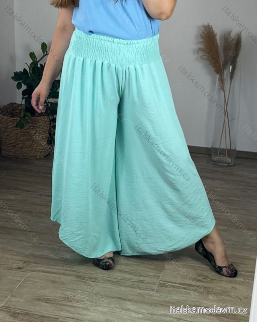 Nohavice harémky letné dlhé dámske (48/50 ONE SIZE) TALIANSKA MÓDA IM424423/DR 48/50 modrá mintova