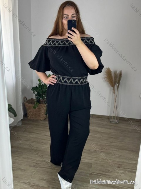 Súprava letná tunika carmen a nohavice dámska nadrozmer (50/52 ONE SIZE) TALIANSKA MÓDA IMWEC24110/DUR