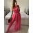 Šaty tilové elegantné bez rukávov dámske (S/M ONE SIZE) TALIANSKA MÓDA IMM22Q52235A/UL růžová neon