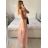 Šaty tilové elegantní bez rukávů dámské (S/M ONE SIZE) ITALSKÁ MÓDA IMM22Q52235A/UL růžová