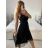 Šaty společenské elegantní letní na ramínka dámské (S/M ONE SIZE) ITALSKÁ MÓDA IMPSH222053A/DU -   Černá,   S/M