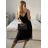 Šaty společenské elegantní letní na ramínka dámské (S/M ONE SIZE) ITALSKÁ MÓDA IMPSH222053A/DU -   Černá,   S/M