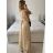 Šaty dlouhé společenské elegantní bez rukávu dámské (S/M ONE SIZE) ITALSKÁ MÓDA IMPSH233584/DU -   béžová,   S/M