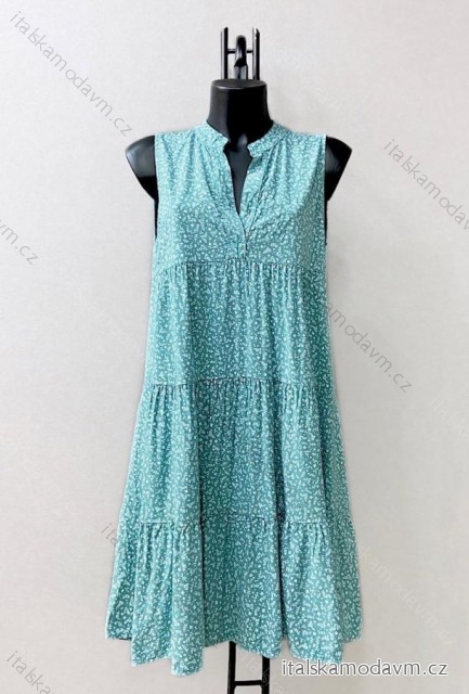 Šaty letní bez rukávu dámské (38/40 ONE SIZE) ITALSKÁ MÓDA IMPES2427932 zelená olivová 38/40