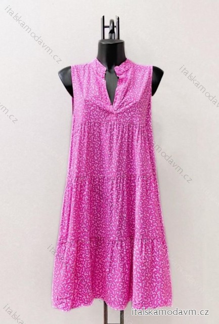 Šaty letní bez rukávu dámské (38/40 ONE SIZE) ITALSKÁ MÓDA IMPES2427932 růžová fuchsiová 38/40