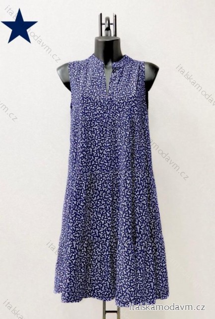 Šaty letní bez rukávu dámské (38/40 ONE SIZE) ITALSKÁ MÓDA IMPES2427932 tmavě modrá 38/40