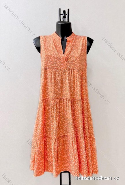Šaty letní bez rukávu dámské (38/40 ONE SIZE) ITALSKÁ MÓDA IMPES2427932 oranžová 