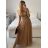 Šaty dlouhé společenské elegantní bez rukávu dámské (S/M ONE SIZE) ITALSKÁ MÓDA IMPSH233584/DU hnědá S/M