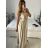 Šaty dlouhé elegantní bez rukávu dámské (S/M/L ONE SIZE) ITALSKÁ MÓDA IMWAD24085/DUR béžová S/M