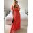 Šaty spoločenské elegantný krátky rukáv dámske (S/M ONE SIZE) TALIANSKA MÓDA IMPSH243589L tmavo oranžová S/M