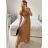 Šaty spoločenské elegantný krátky rukáv dámske (S/M ONE SIZE) TALIANSKA MÓDA IMPSH243589L tmavo oranžová S/M