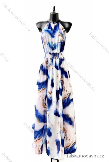 Šaty dlhé elegantné bez rukávov dámske (S/M ONE SIZE) TALIANSKA MÓDA IMPES24CARINA5 tmavo modrá S / M