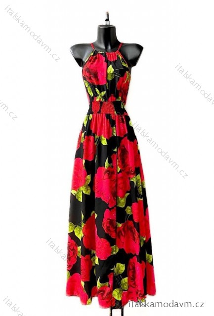 Šaty dlouhé elegantní bez rukávu dámské (S/M ONE SIZE) ITALSKÁ MÓDA IMPES24CARINA15 červená S / M
