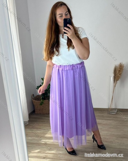Sukňa dlhá dámska nadrozmer (48/50 ONE SIZE) TALIANSKA MóDA IM424LILIE/DR 48/50 fialová