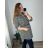 Šaty/tunika košeľová s opaskom dlhý rukáv dámske (S/M/L/XL/2XL/3XL ONE SIZE) TALIANSKA MóDA IM322298/DU černobílá