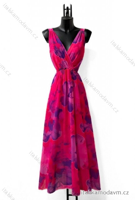 Šaty dlouhé elegantní bez rukávu dámské (S/M ONE SIZE) ITALSKÁ MÓDA IMPES24KRISTY růžová fuchsiová S / M