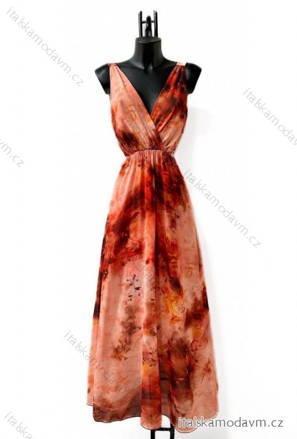 Šaty dlouhé elegantní bez rukávu dámské (S/M ONE SIZE) ITALSKÁ MÓDA IMPES24KRISTY světle hnědá S/M