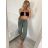 Kalhoty dlouhé mušelínové dámské (S/M/L ONE SIZE) ITALSKá MóDA IMSM24050/DU -   zelená khaki -   M/L