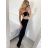 Kalhoty dlouhé mušelínové dámské (S/M/L ONE SIZE) ITALSKá MóDA IMSM24050/DU -   zelená khaki -   M/L