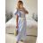 Šaty dlhé letné košeľové krátky rukáv dámske (S/M ONE SIZE) TALIANSKA MÓDA IMM23M3239/DU S / M modrá
