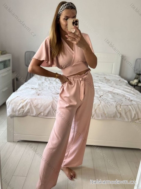 Souprava letní top a kalhoty dámské (S/M ONE SIZE) ITALSKá MóDA IM324150/DU -   růžová starorůžová -   S/M