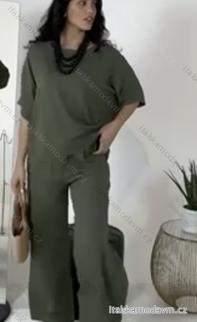 Souprava kalhoty dlouhé a tunika krátký rukáv dámská (S/M ONE SIZE) ITALSKÁ MÓDA IMPDY24dl38589