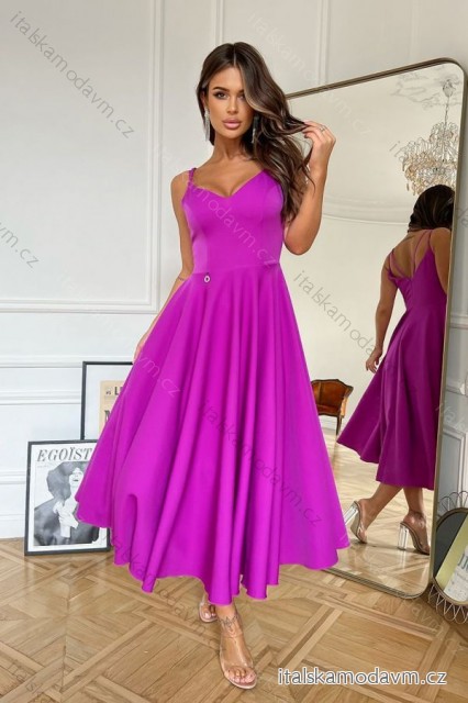 Šaty elegantní na ramínka dámské (34-40) POLSKÁ MÓDA PMLBC24244-71/DU -   fialová -   36