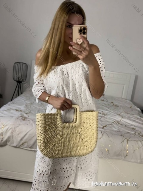 Šaty letní krajkové krátký rukáv dámské (S/M ONE SIZE) ITALSKÁ MÓDA IM423271/DUR