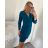 Šaty elegantní dlouhý rukáv dámská (S/M ONE SIZE) ITALSKÁ MÓDA IMM23M8736/DU -   hnědá čokoládová -   S/M