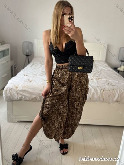 Kalhoty harémky letní dlouhé dámské (S/M ONE SIZE) ITALSKÁ MÓDA IMM239535UNVZ-2/DU