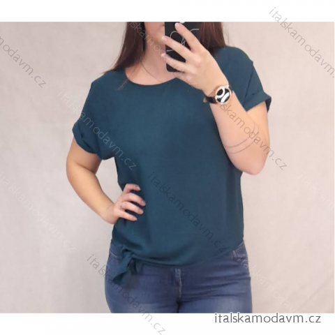 Tunika halenka krátký rukáv dámská (M/L ONE SIZE) ITALSKÁ MÓDA IMD21190/DR M / L petrolejová