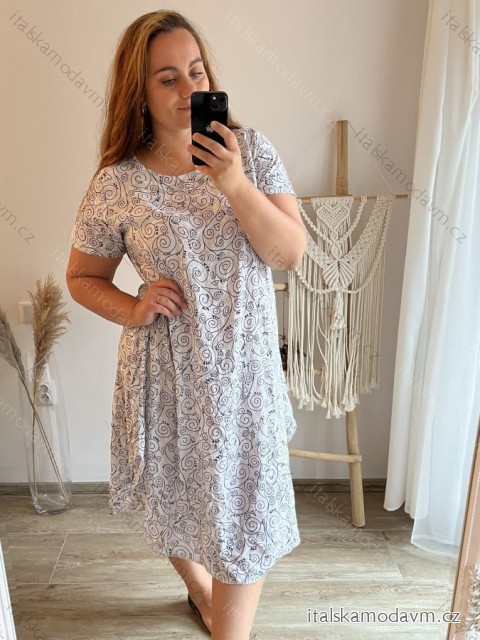 Šaty voľnočasové krátky rukáv dámske nadrozmer (2XL/3XL ONE SIZE) TALIANSKA MóDA IM423ZUZINA