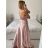 Šaty dlhé spoločenské na ramienka dámske (S/M ONE SIZE) TALIANSKA MÓDA IMPSH2450038 ružová S/M
