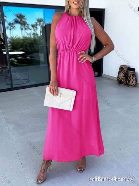 Šaty dlouhé elegantní bez rukávu dámské (S/M/L ONE SIZE) ITALSKÁ MÓDA IMWCN24065/DUR -   tmavě růžová -   M/L