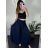 Kalhoty letní háremky dlouhé dámské (S/M/L ONE SIZE) ITALSKÁ MÓDA IMD24199/DUR -   tmavě modrá -   S/M