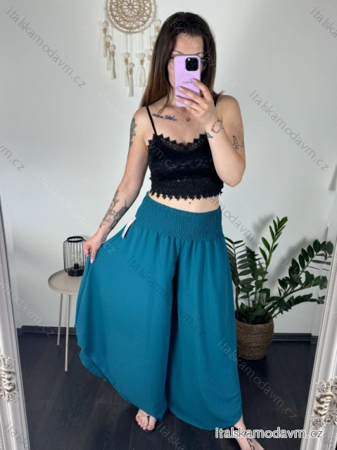 Nohavice harémky letné dlhé dámske (S/M/L ONE SIZE) TALIANSKA MÓDA IM424402 modrá petrolejová S / M