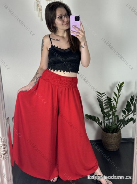 Kalhoty letní háremky dlouhé dámské (S/M/L ONE SIZE) ITALSKÁ MÓDA IMD24199/DUR červená S/M
