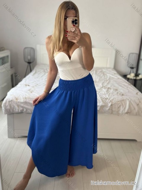 Kalhoty letní háremky dlouhé dámské (S/M/L ONE SIZE) ITALSKÁ MÓDA IMD24199/DUR královská modrá S/M