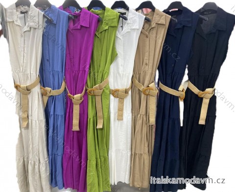 Šaty letné dlhé košeľové bez rukávov dámske (S/M ONE SIZE) TALIANSKA MÓDA IMM24M10879