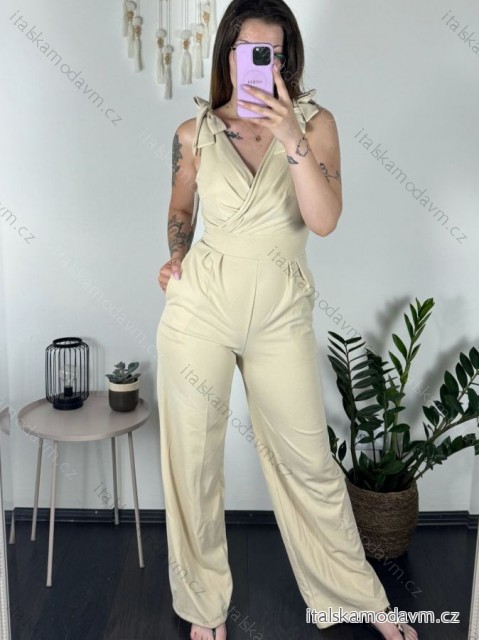 Overal dlhý bez rukávu dámsky (S/M ONE SIZE) TALIANSKA MÓDA IMWAA24001/DUR - béžová - S/M